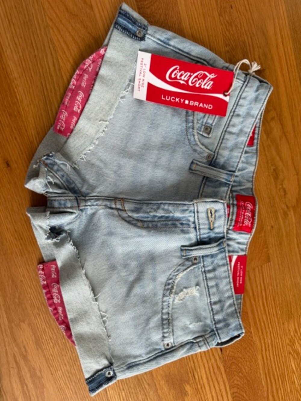 NWT Lucky Brand Festival 3" Low Rise Shorts Coca Cola 0/25